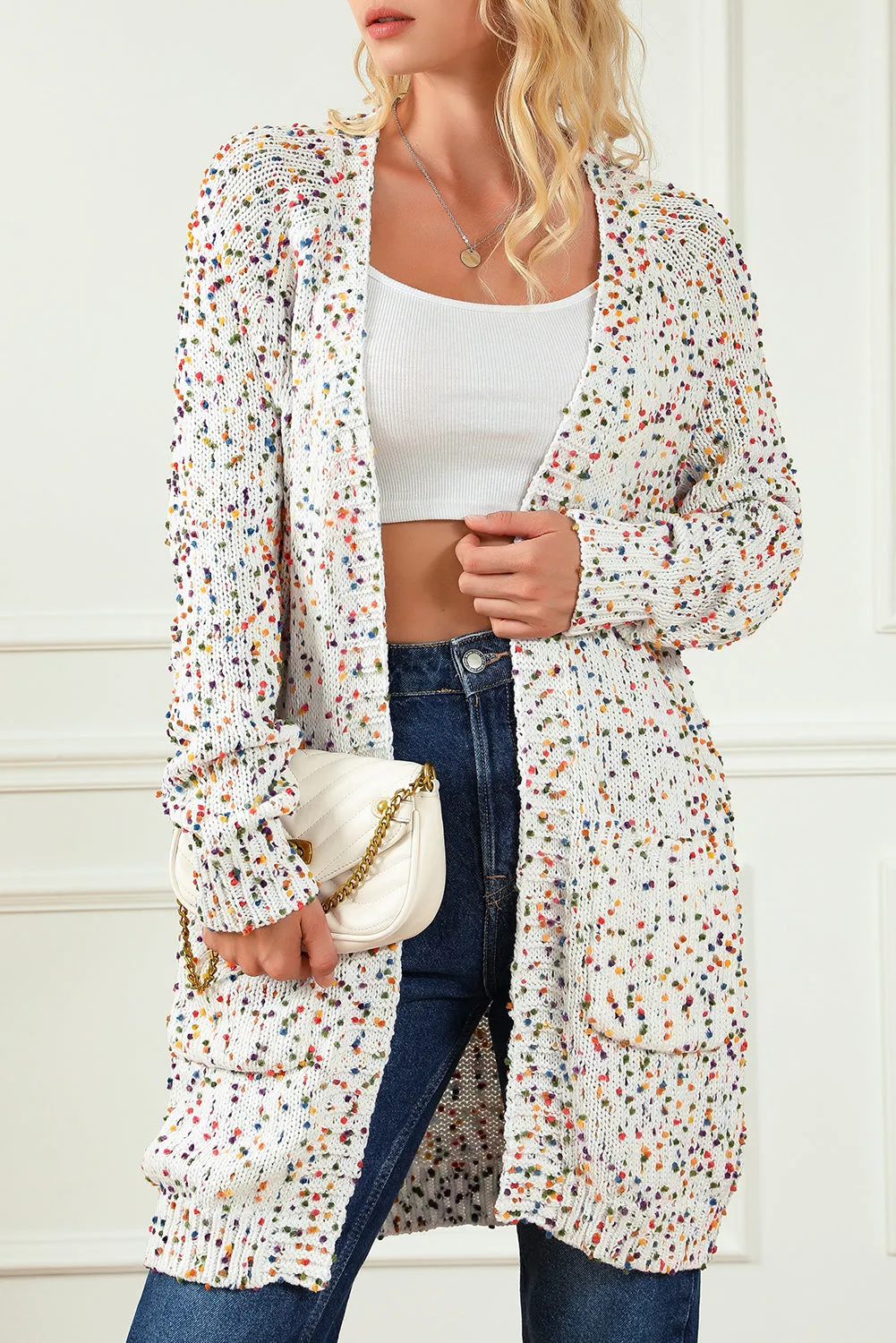 KaleaBoutique Rainbow Popcorn Confetti Open Front Cardigan