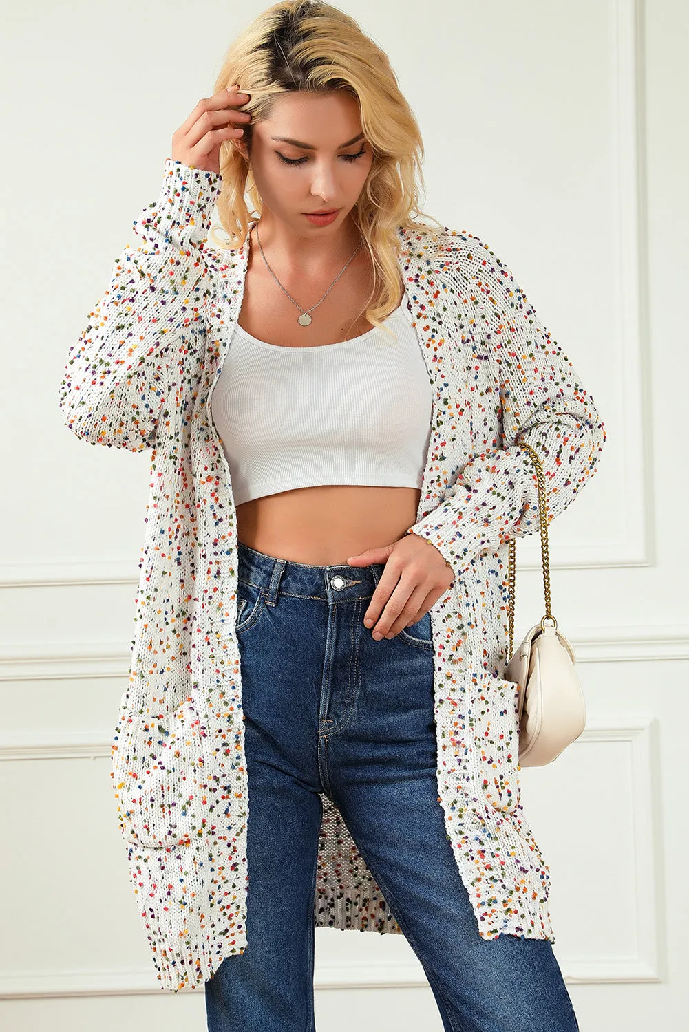 KaleaBoutique Rainbow Popcorn Confetti Open Front Cardigan