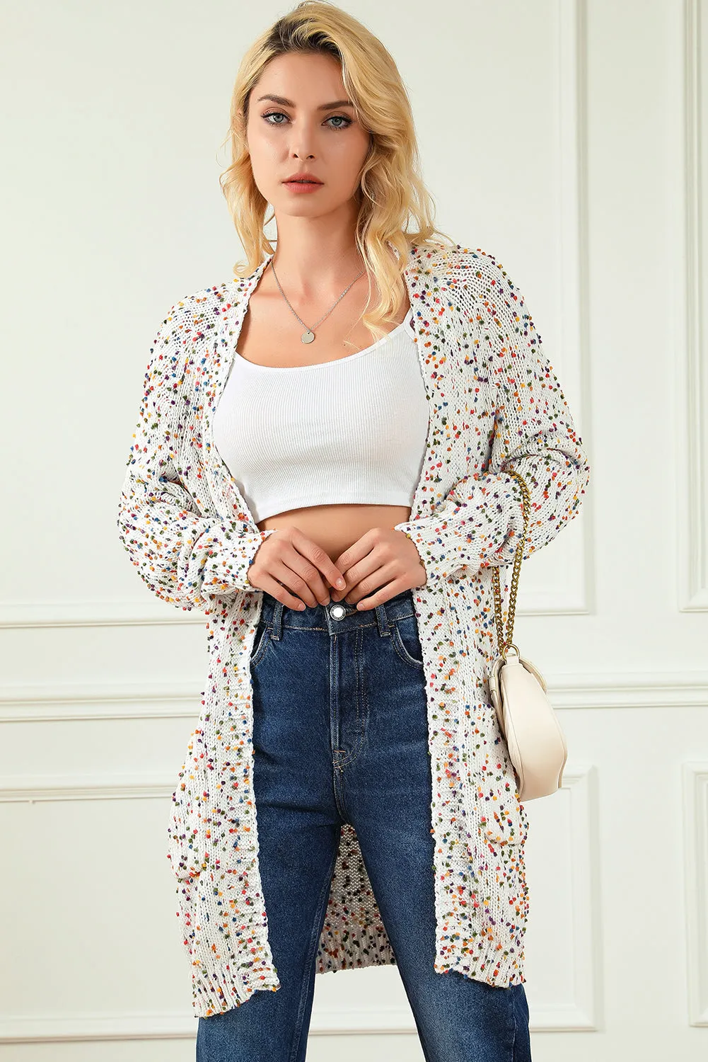 KaleaBoutique Rainbow Popcorn Confetti Open Front Cardigan