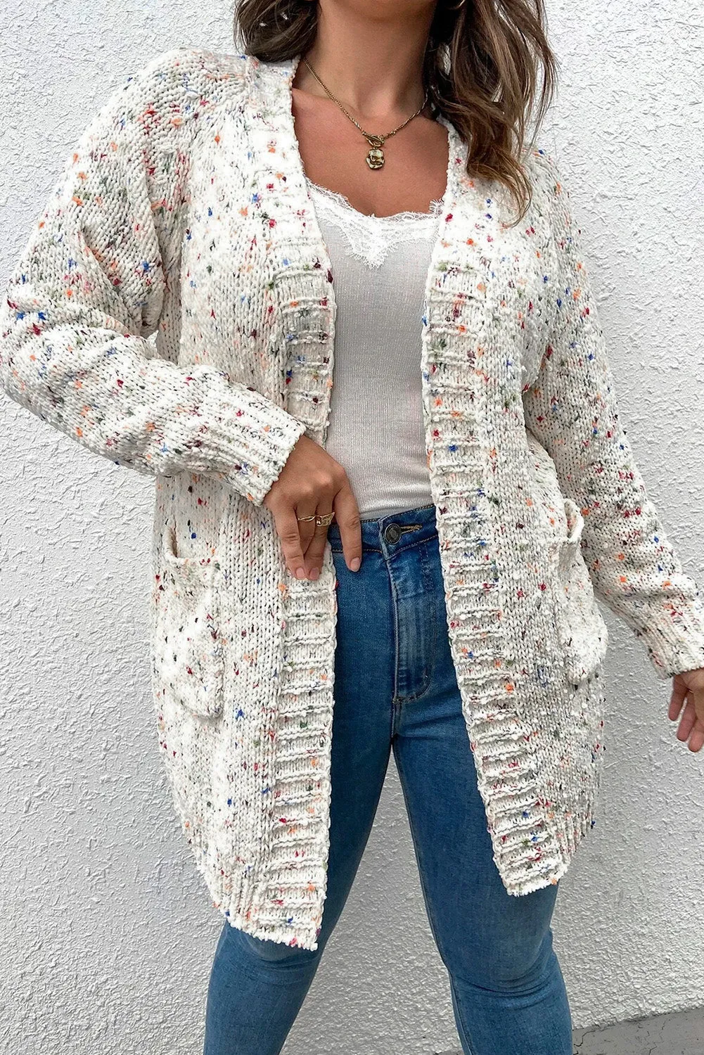 KaleaBoutique Rainbow Popcorn Confetti Open Front Cardigan