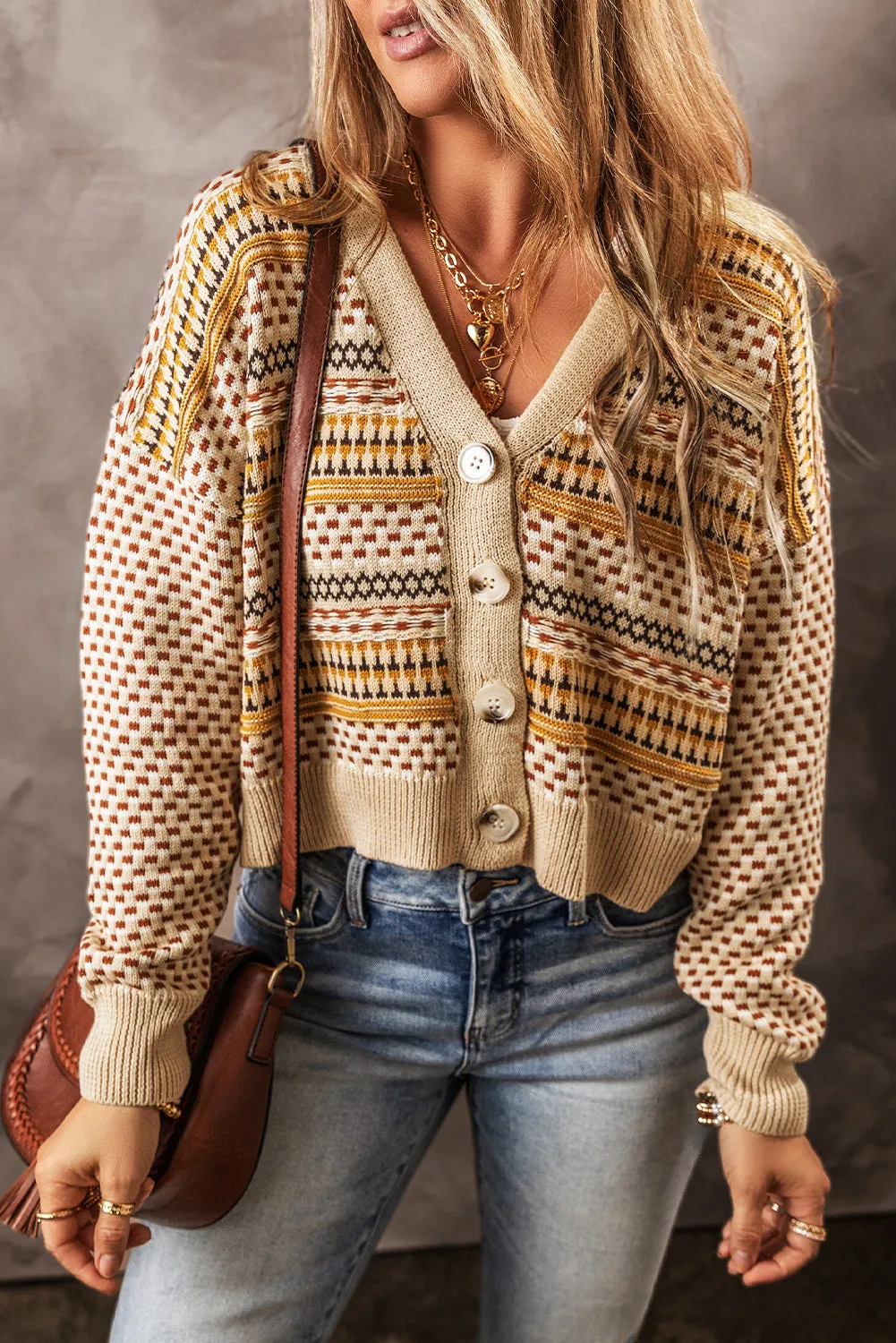 KaleaBoutique Stylish Buttoned V Neck Cropped Cardigan