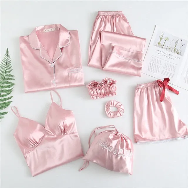 🌹Ladies 7 PIECE Satin Sleepwear/Lounging Set.