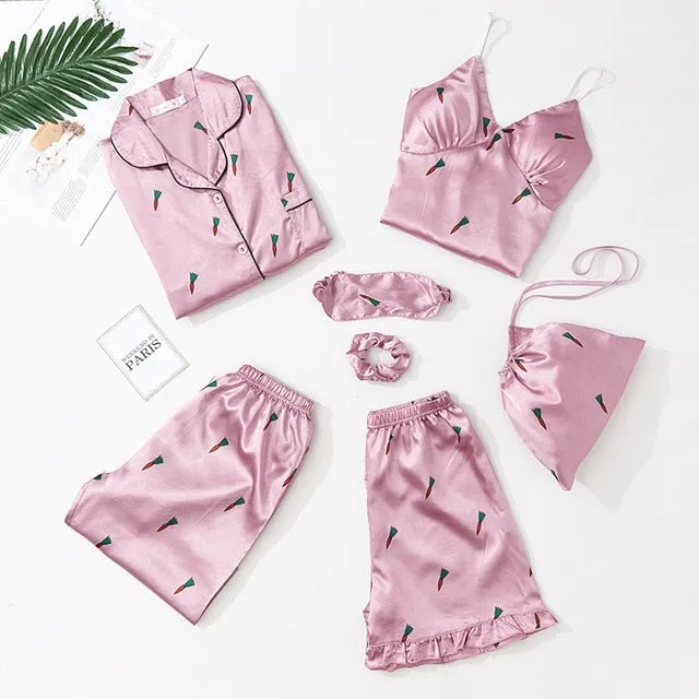 🌹Ladies 7 PIECE Satin Sleepwear/Lounging Set.