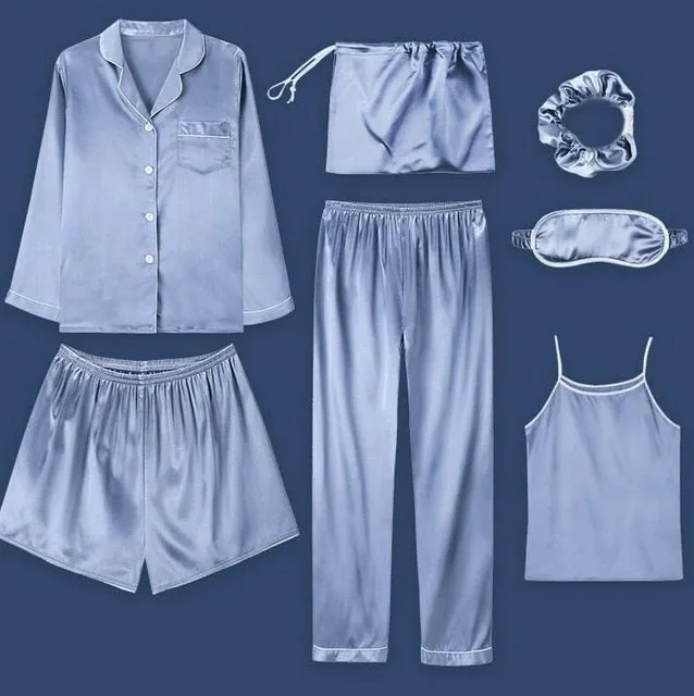 🌹Ladies 7 PIECE Satin Sleepwear/Lounging Set.