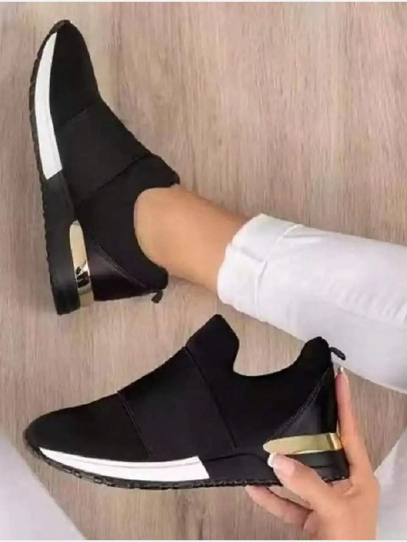Lightweight Black Round Toe Loafer Canvas Shoes