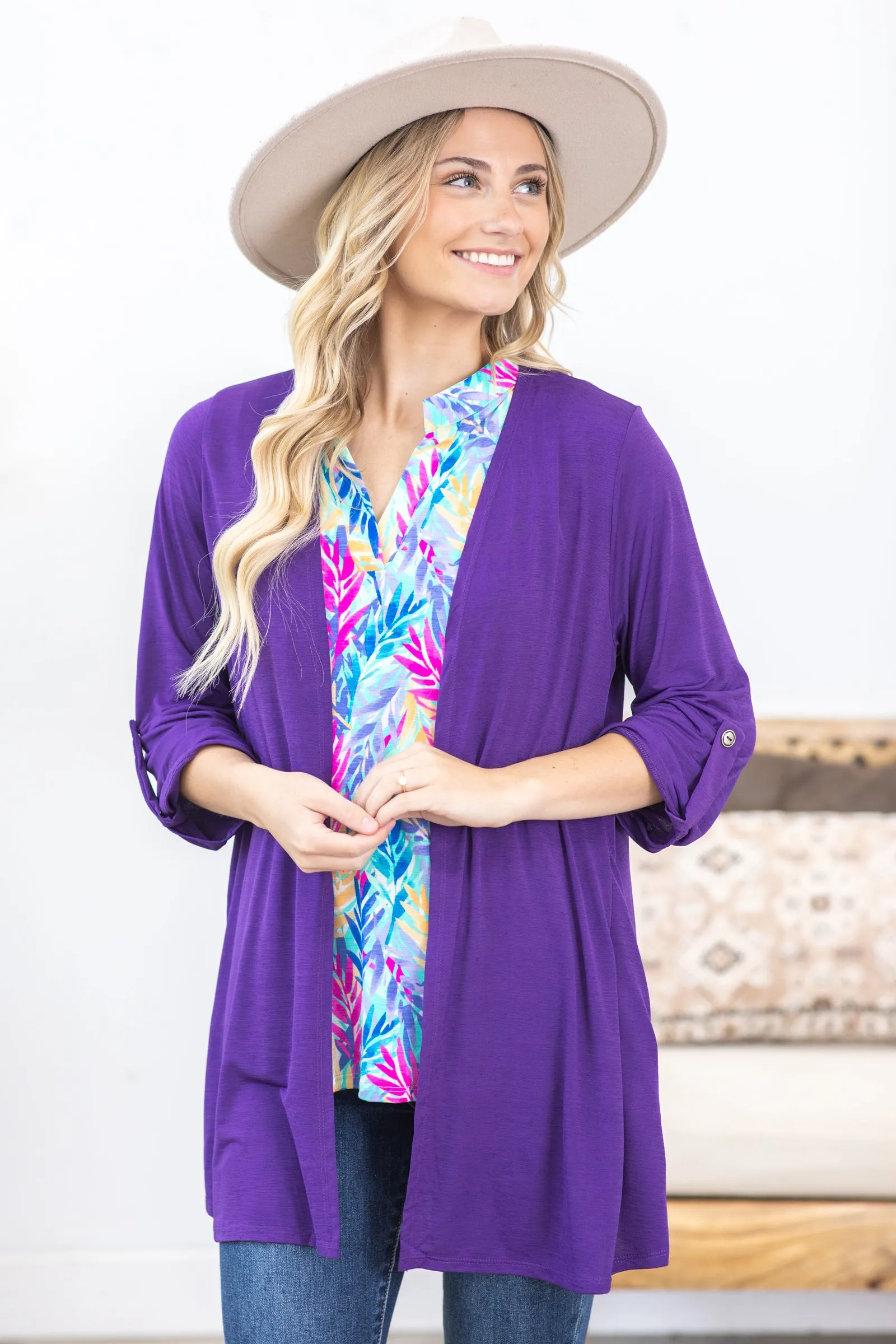 Lizzy 3/4 Wrinkle Free Knit Cardigan