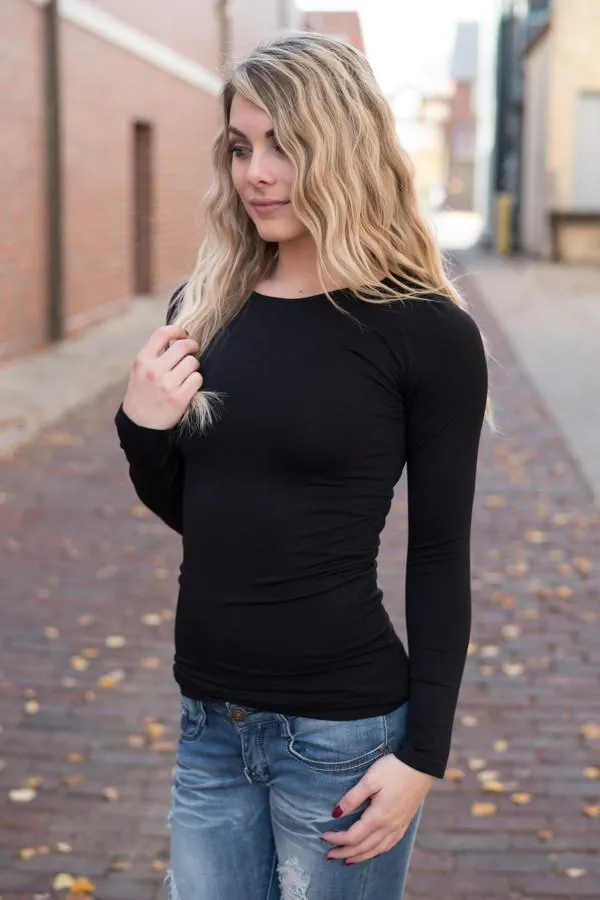Long Sleeve Seamless Top - Black