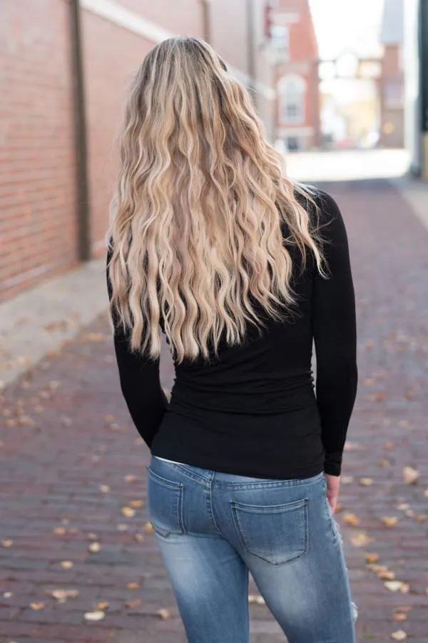 Long Sleeve Seamless Top - Black