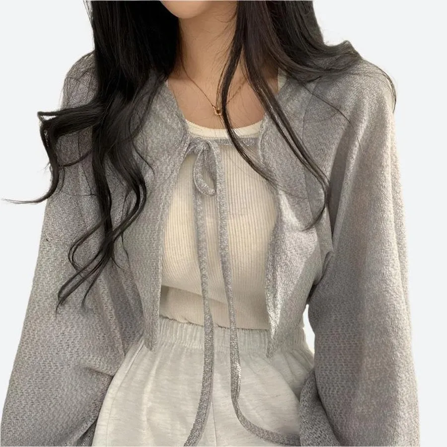 Long Sleeve Tie Front Cardigans