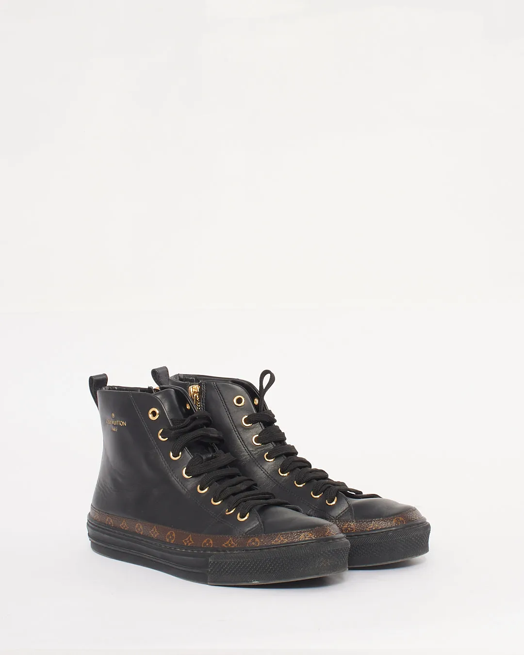 Louis Vuitton Black/Monogram Hightop Sneakers - 37.5