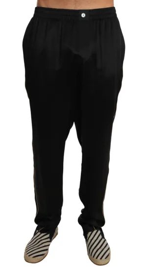 Lounge Solid Black Silk Sleepwear Pajama Pants