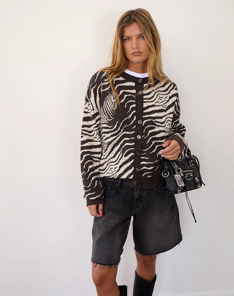 Luceta Knitted Cardigan in Wild Animal