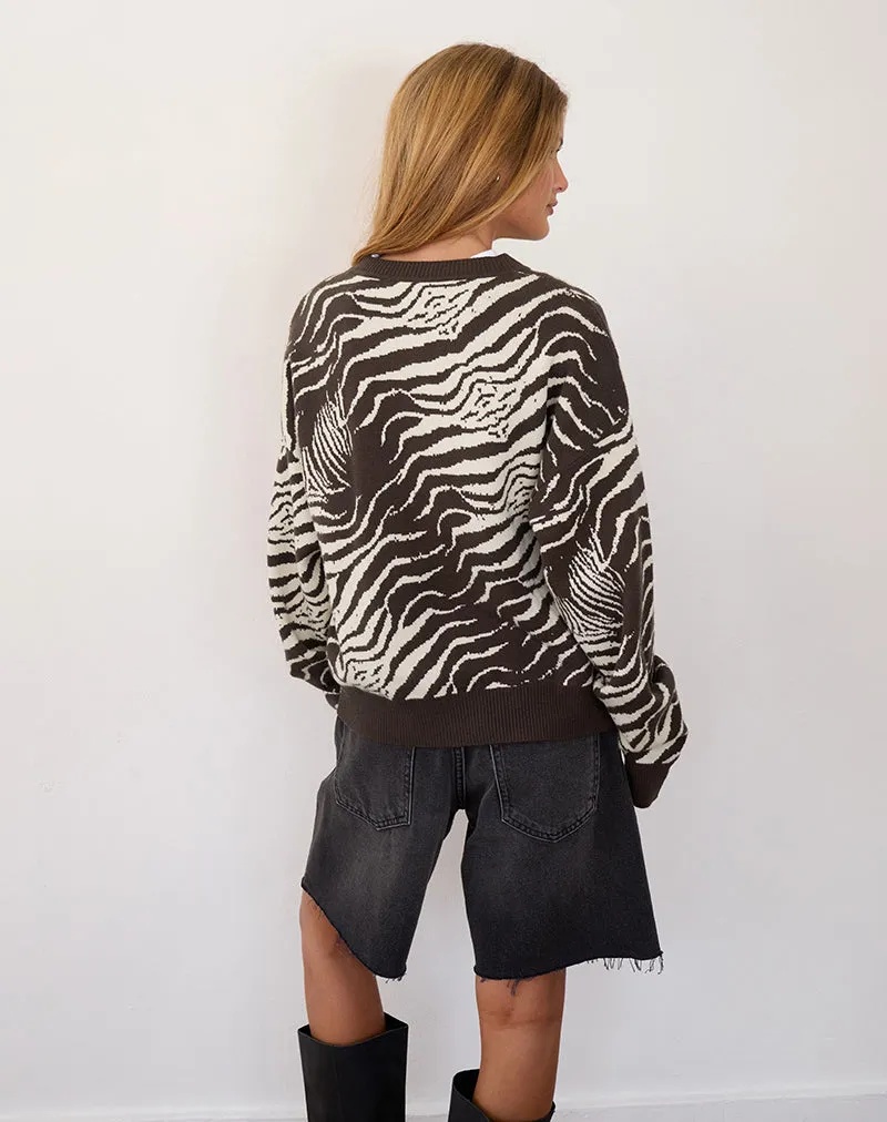 Luceta Knitted Cardigan in Wild Animal