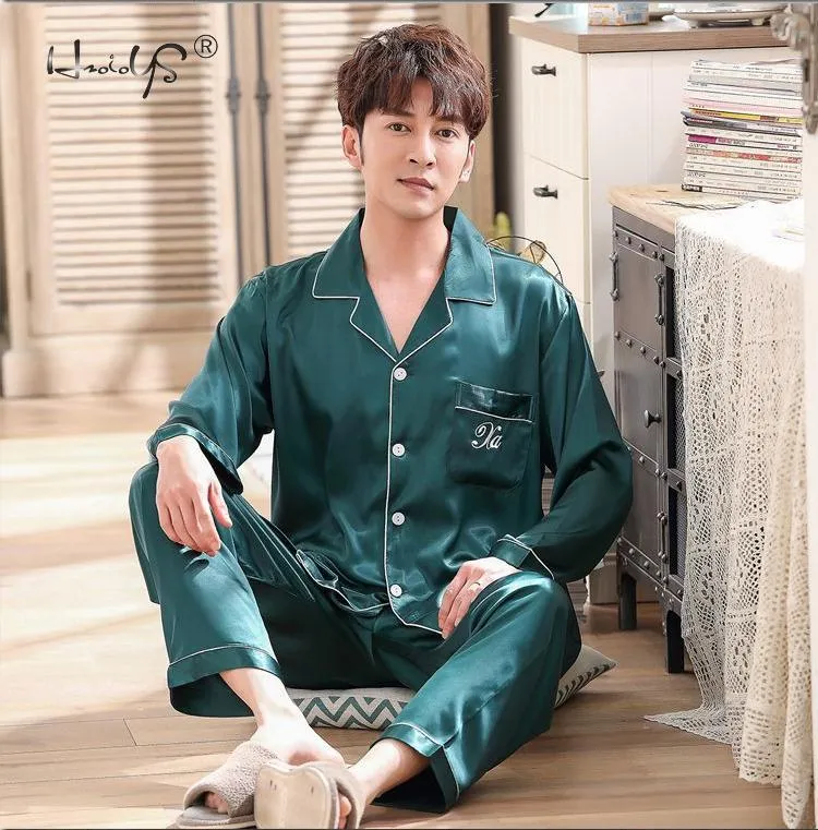 Luxury Pajama suit Satin Silk Pajamas Sets Couple Sleepwear Family Pijama Lover Night Suit Men &amp; Women Casual Home Clothing