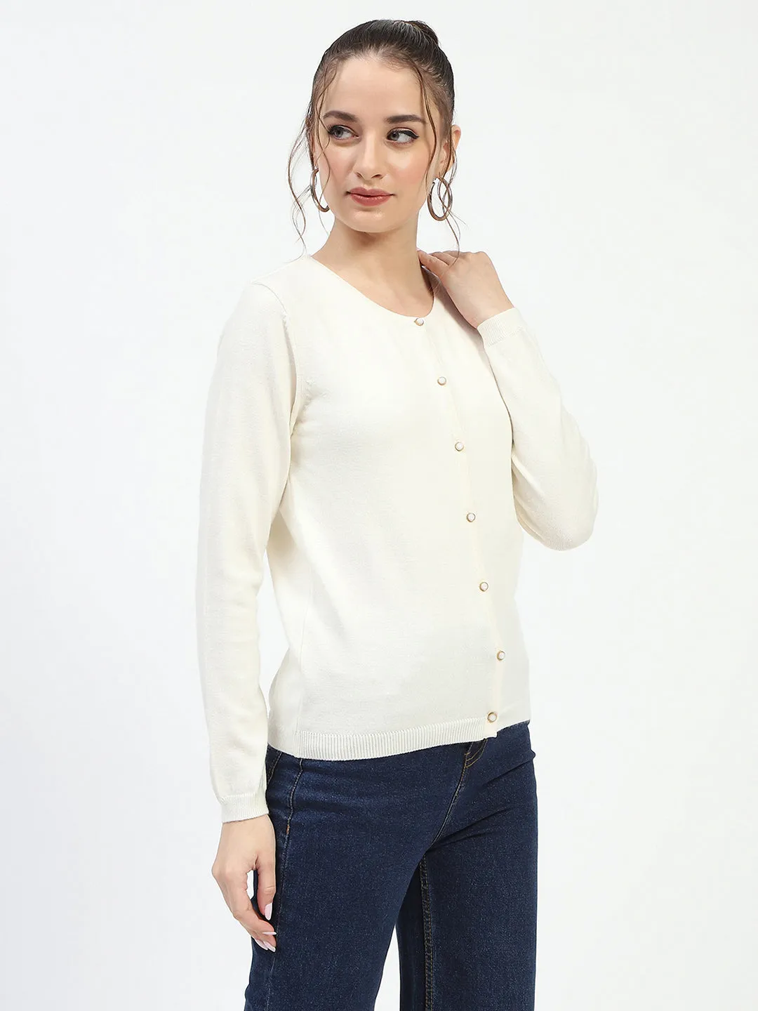 Madame Off-White Button-Up Cardigan