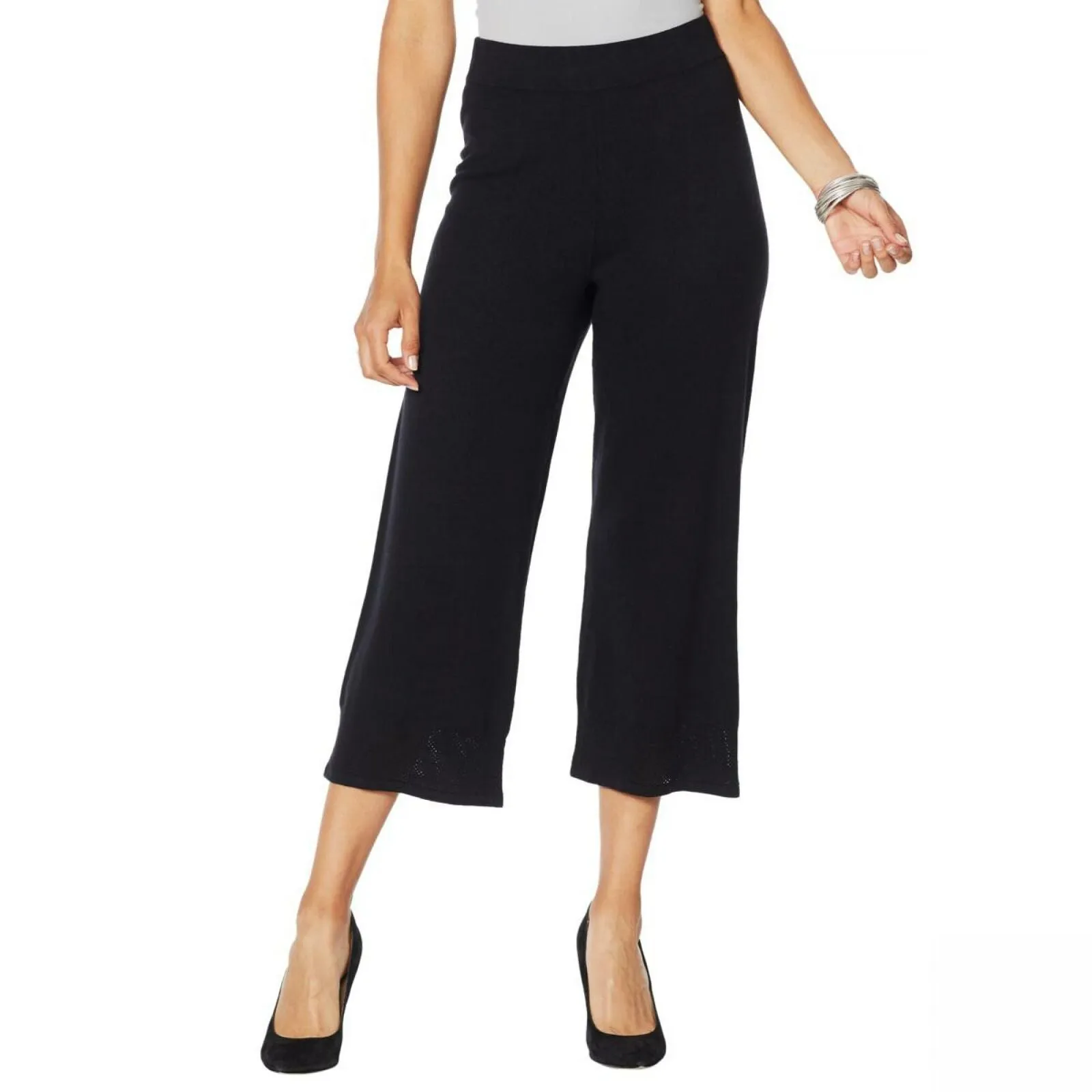 MarlaWynne Women's Sweater Knit Crop Pants