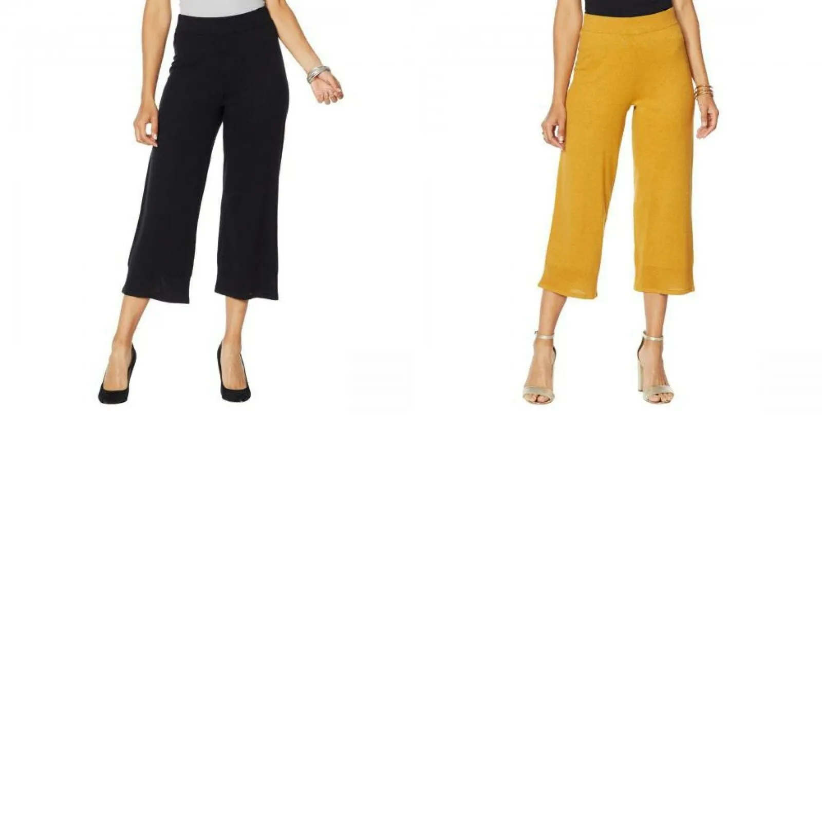 MarlaWynne Women's Sweater Knit Crop Pants