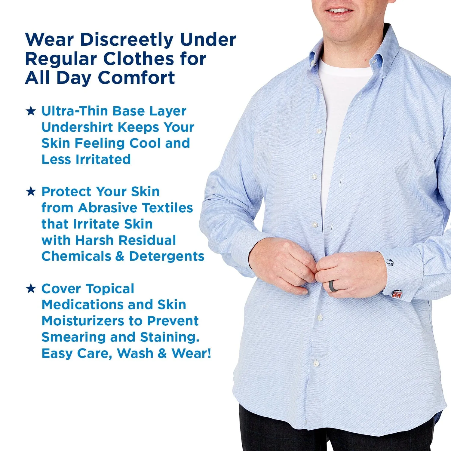 Men's Undershirt for Eczema | Psoriasis & Sensitive Skin Treatment Baselayer Clothing | Soothems