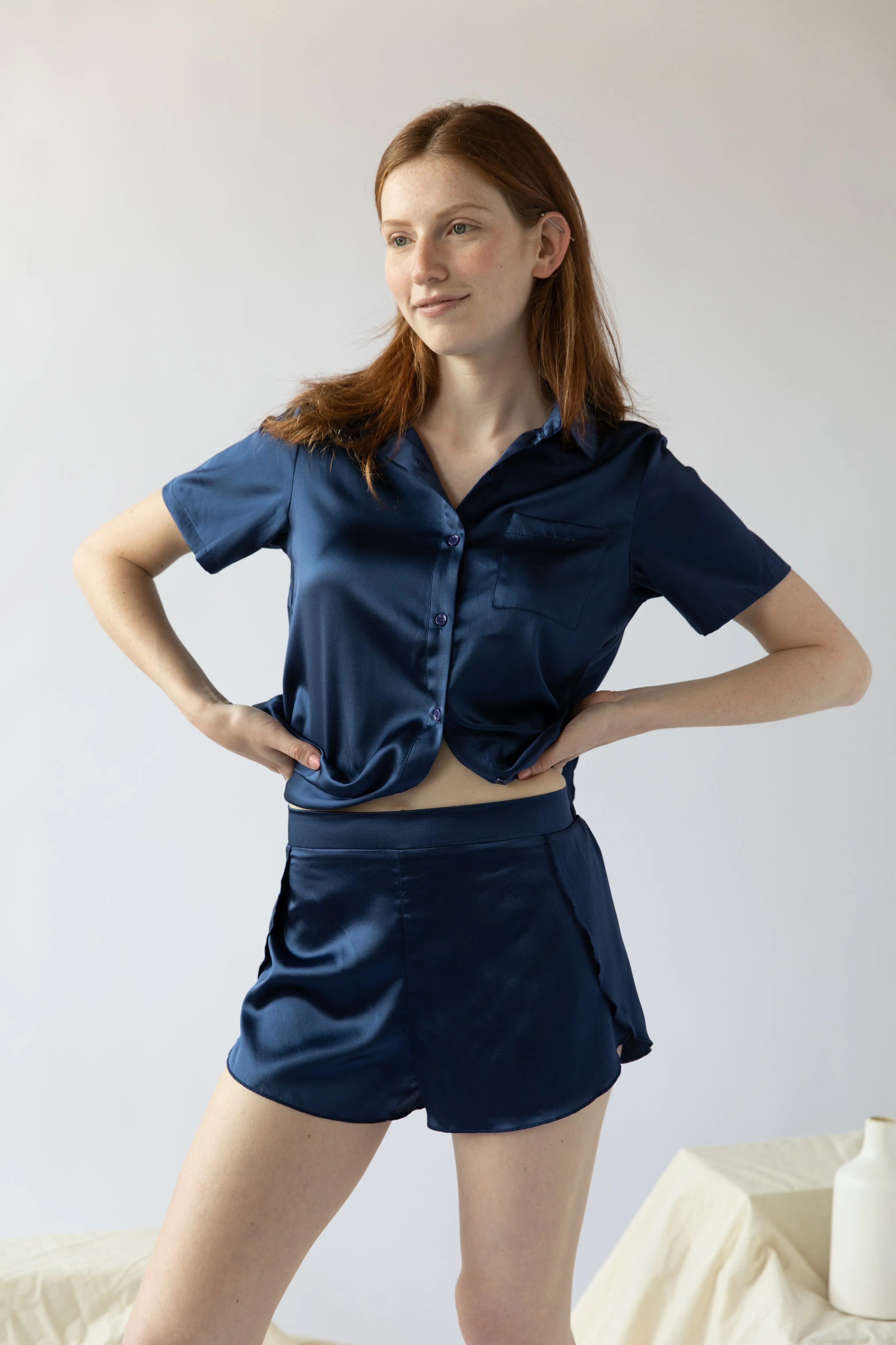 Mulberry Silk Button Down Set