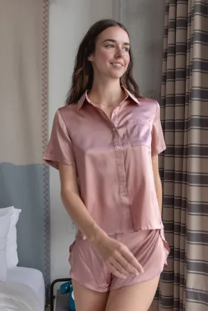 Mulberry Silk Button Down Set