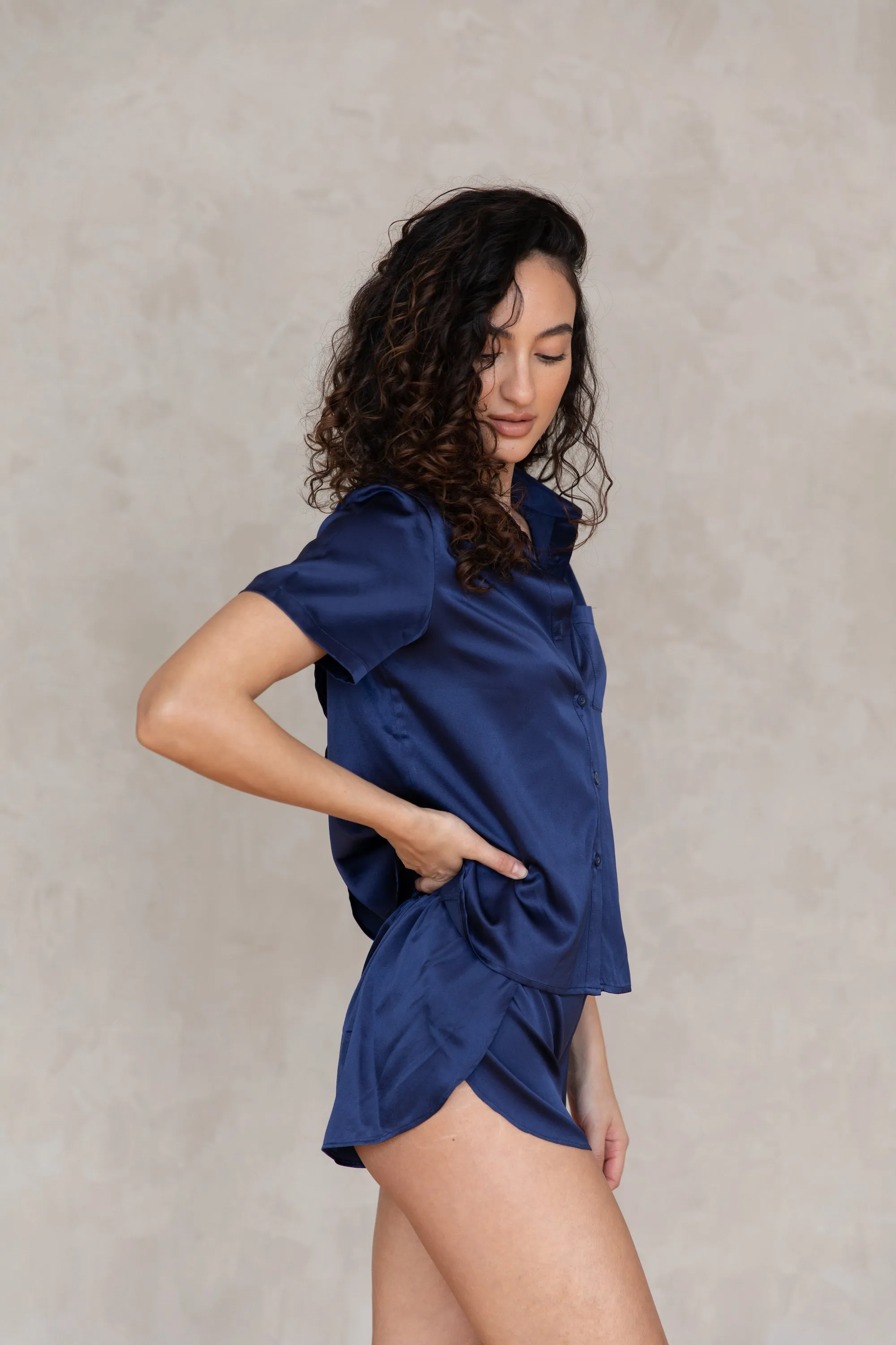 Mulberry Silk Button Down Set