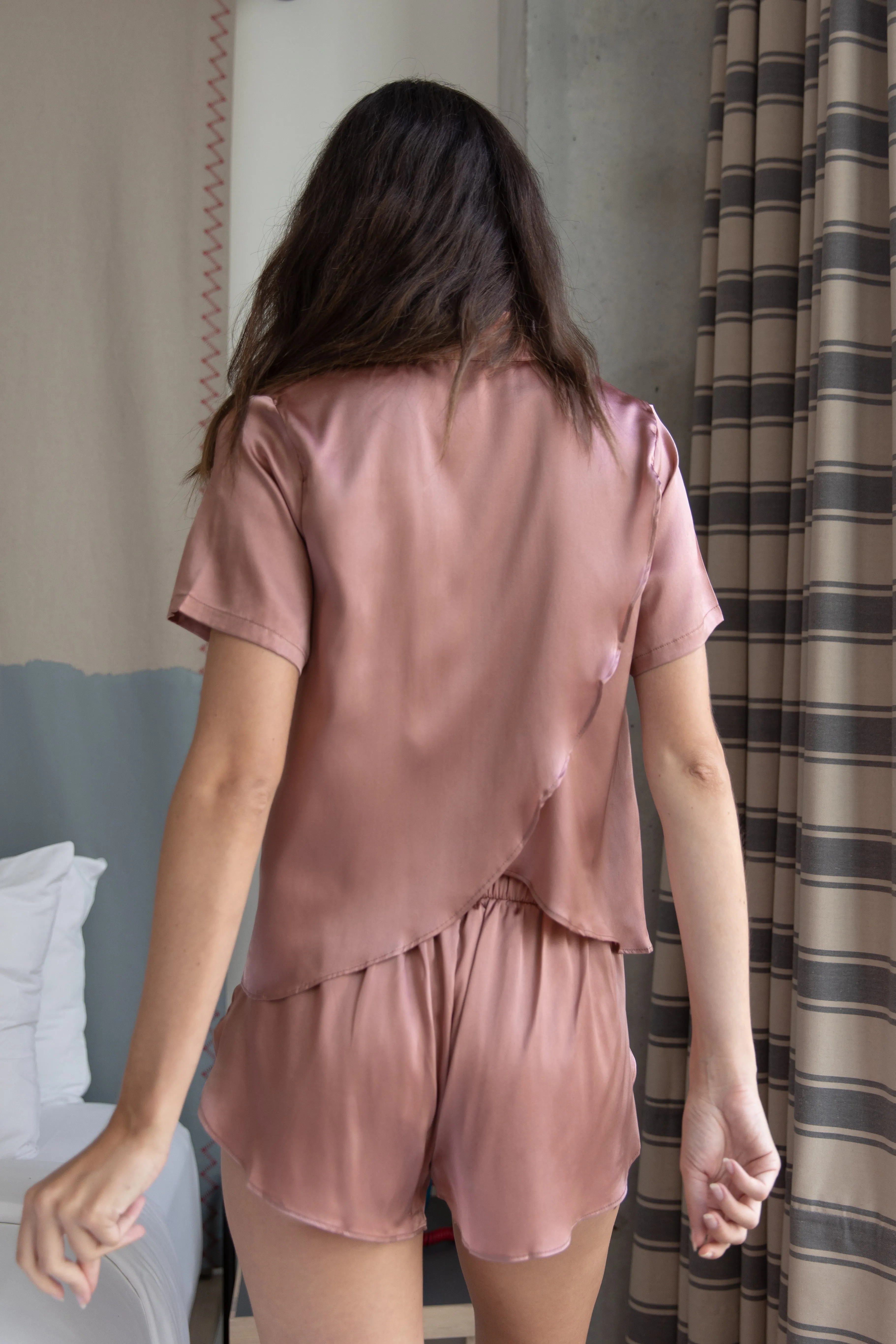 Mulberry Silk Button Down Set