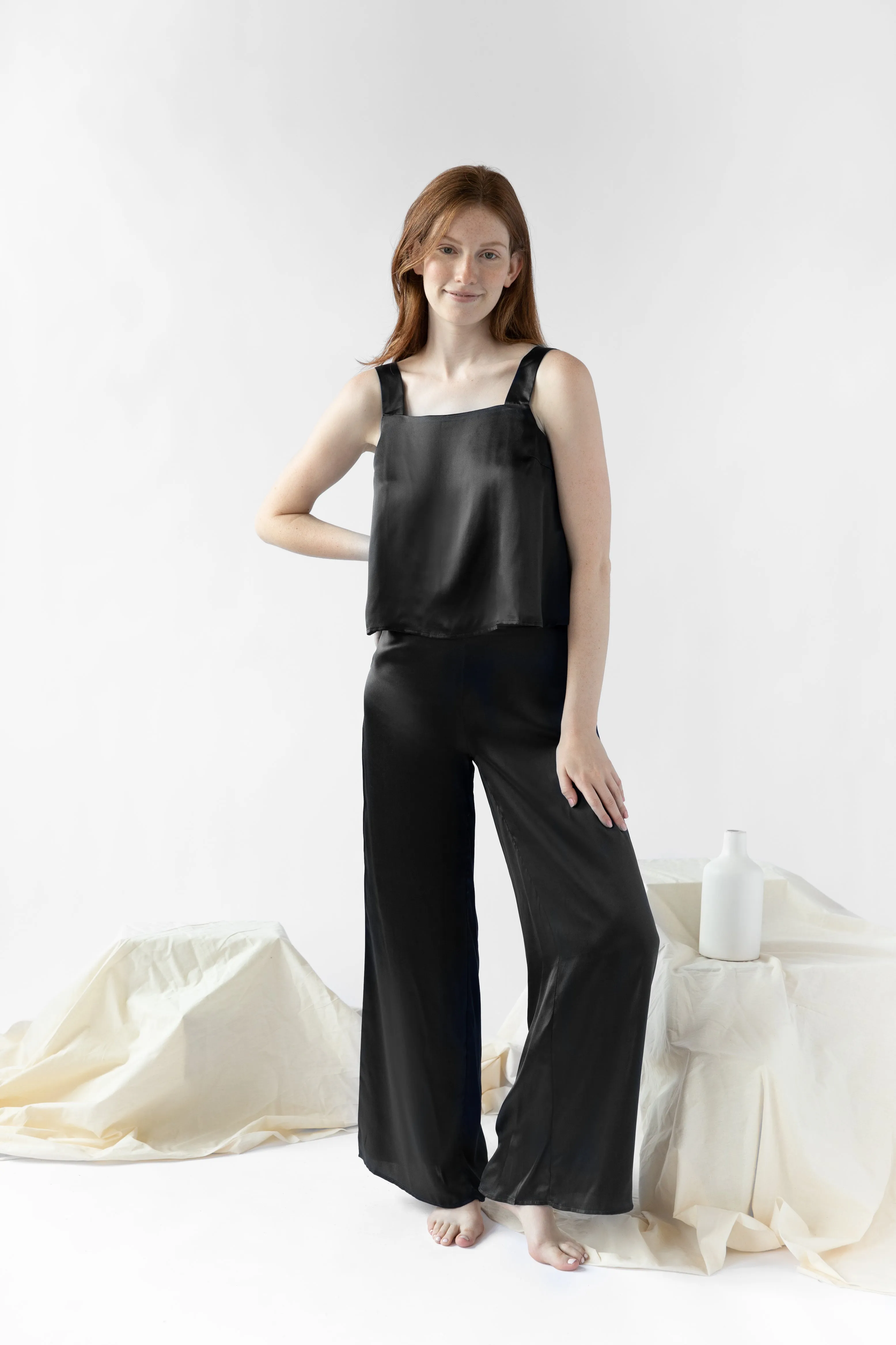 Mulberry Silk Wide Leg Pant Set