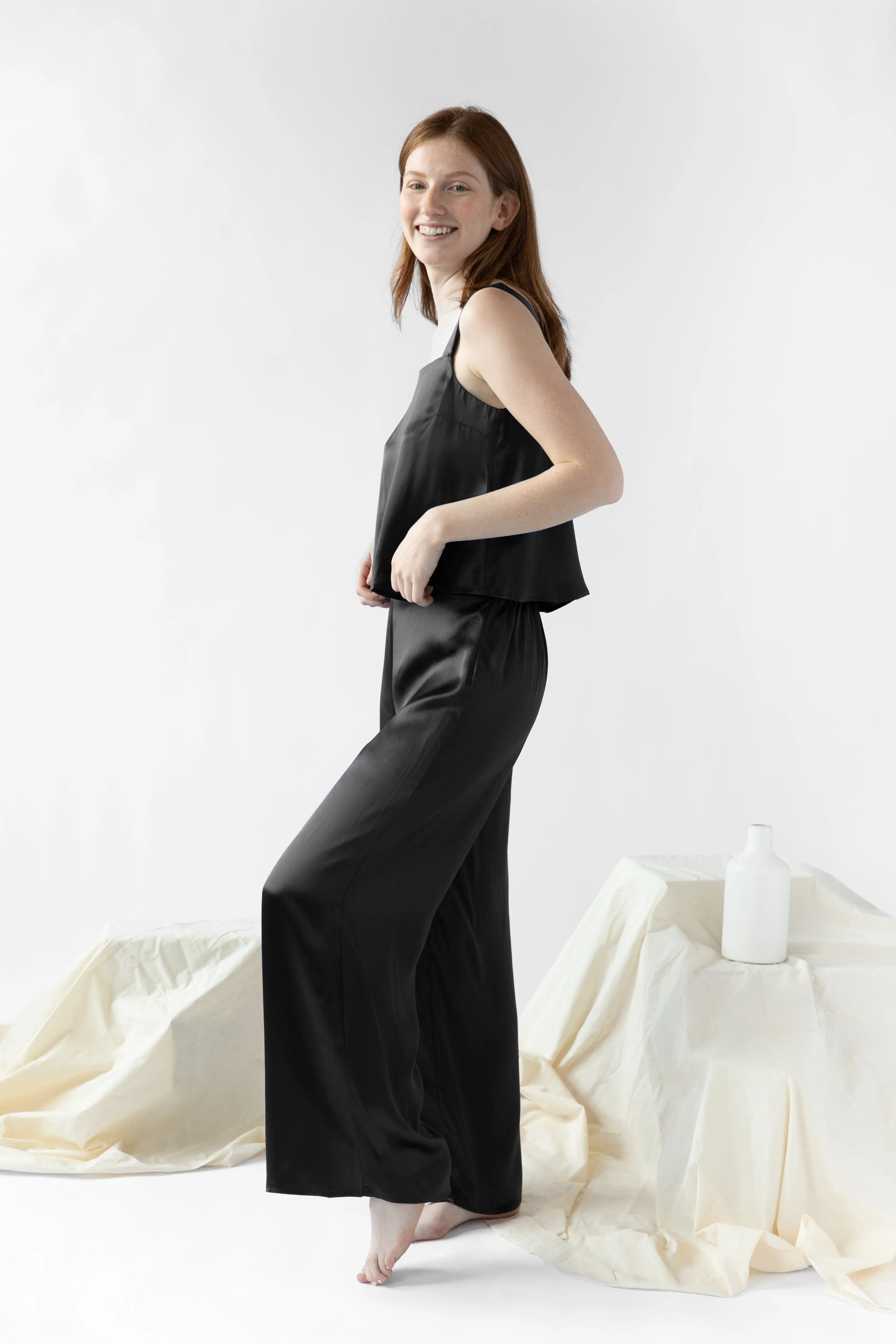 Mulberry Silk Wide Leg Pant Set