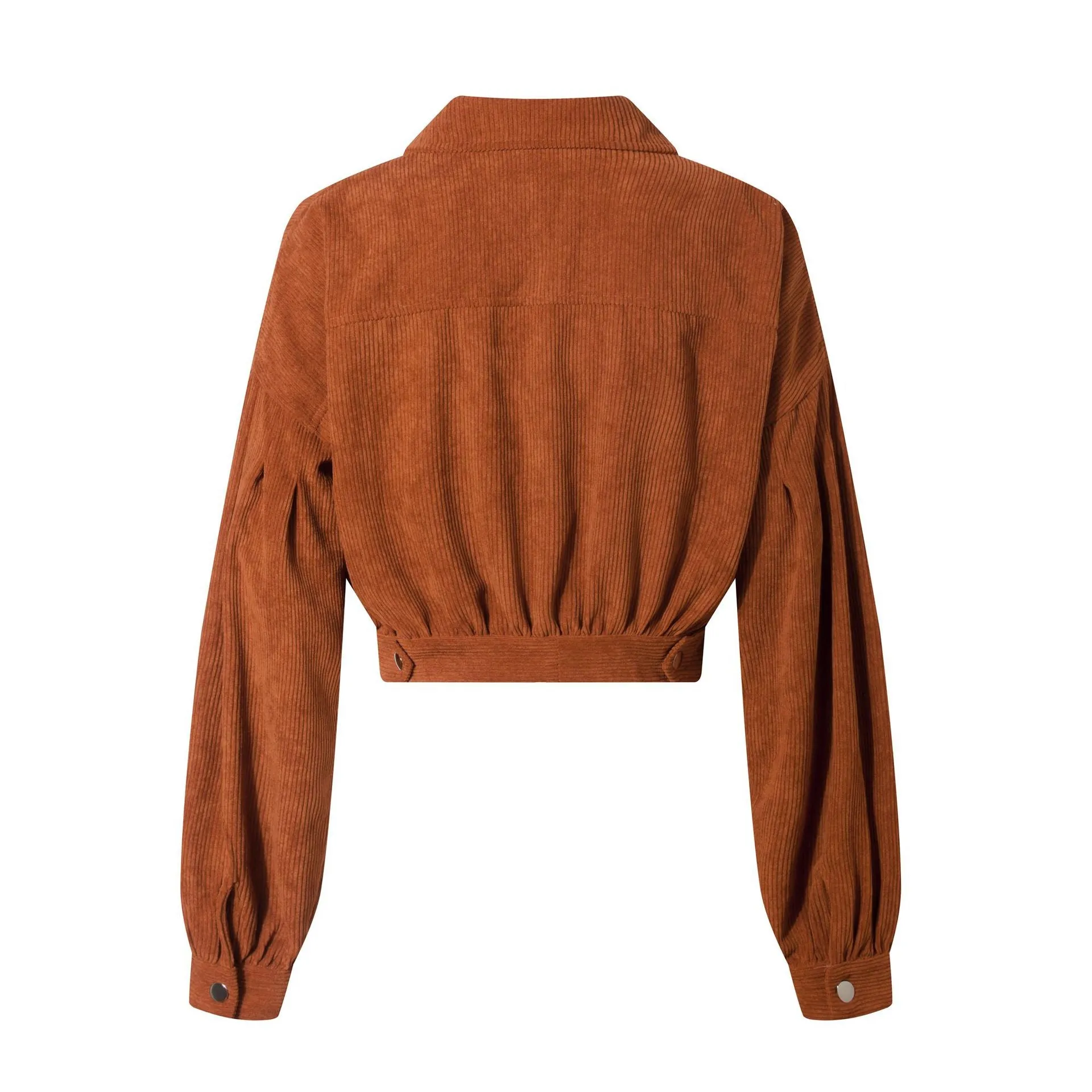 Multicolor Drop Shoulder Corduroy Coat Flap Pocket Jacket