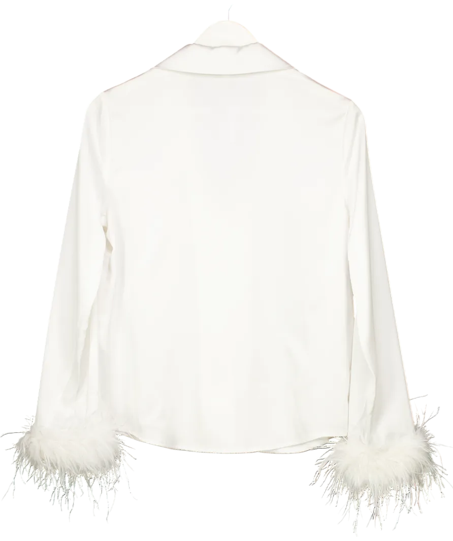 Nadine Merabi White Feather trim Darcie Shirt UK 10
