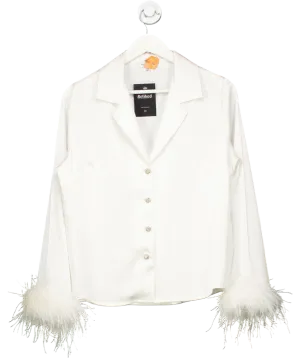 Nadine Merabi White Feather trim Darcie Shirt UK 10