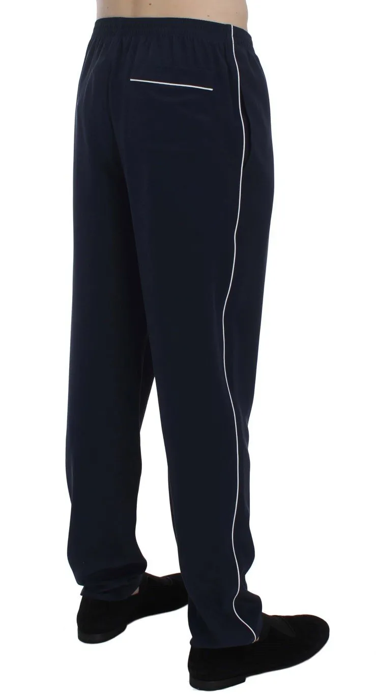 Navy Blue Silk Pajama Pants
