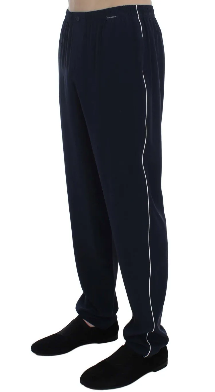 Navy Blue Silk Pajama Pants