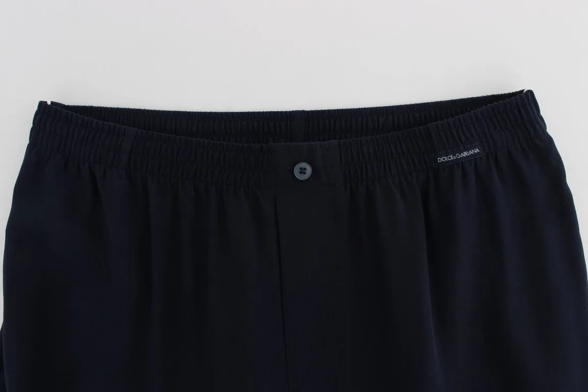 Navy Blue Silk Pajama Pants