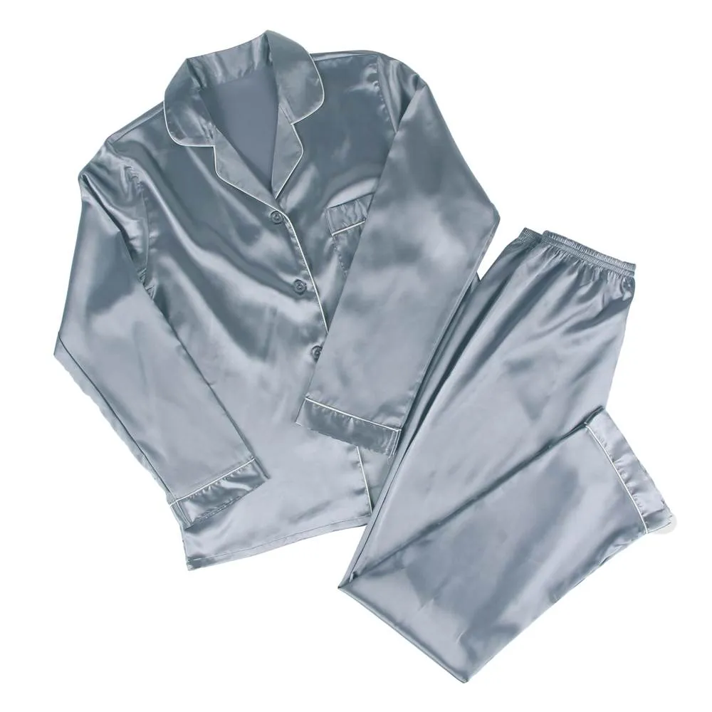 New Long Sleeve Silk Pajamas Set Two Piece Set