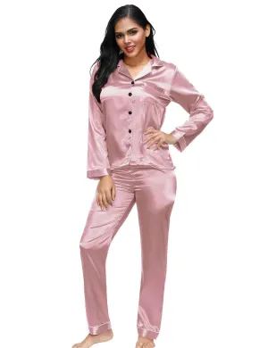 New Long Sleeve Silk Pajamas Set Two Piece Set