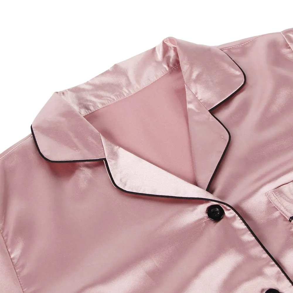 New Long Sleeve Silk Pajamas Set Two Piece Set