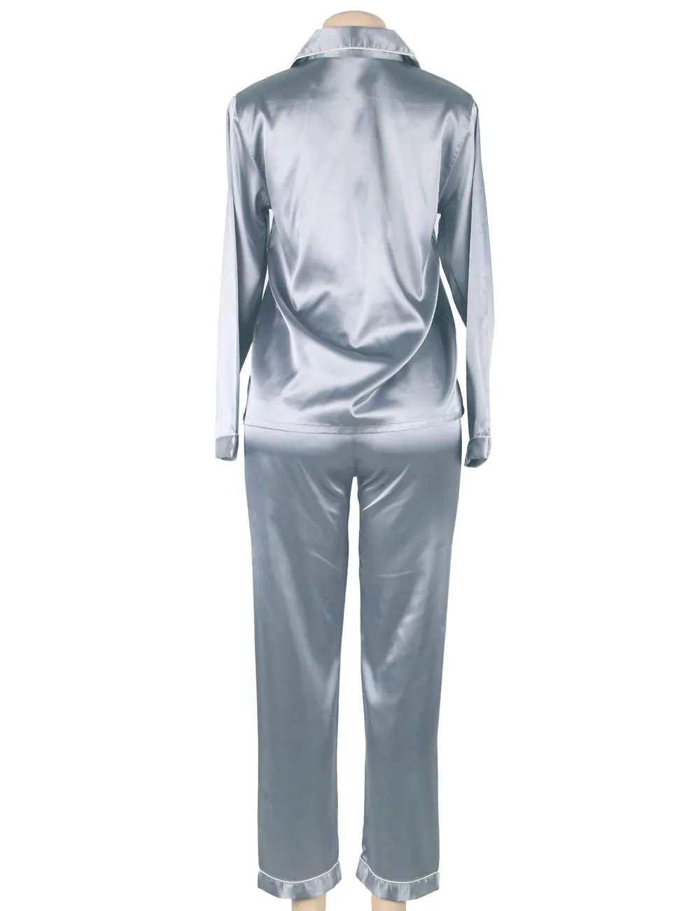 New Long Sleeve Silk Pajamas Set Two Piece Set