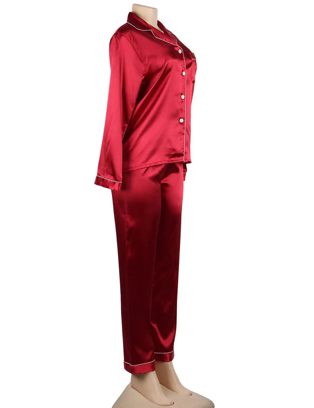 New Long Sleeve Silk Pajamas Set Two Piece Set