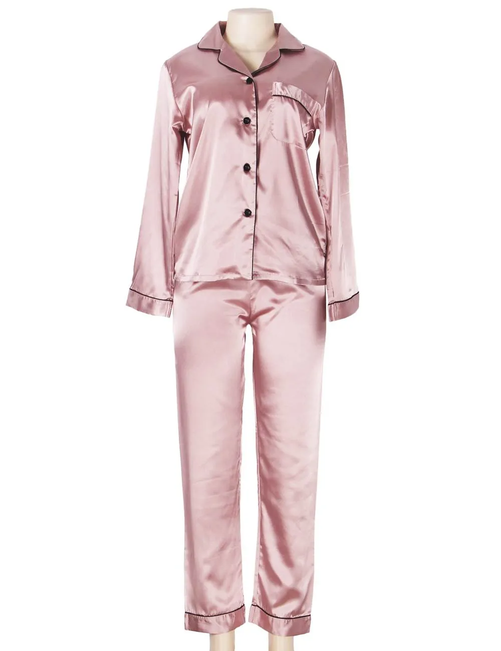 New Long Sleeve Silk Pajamas Set Two Piece Set
