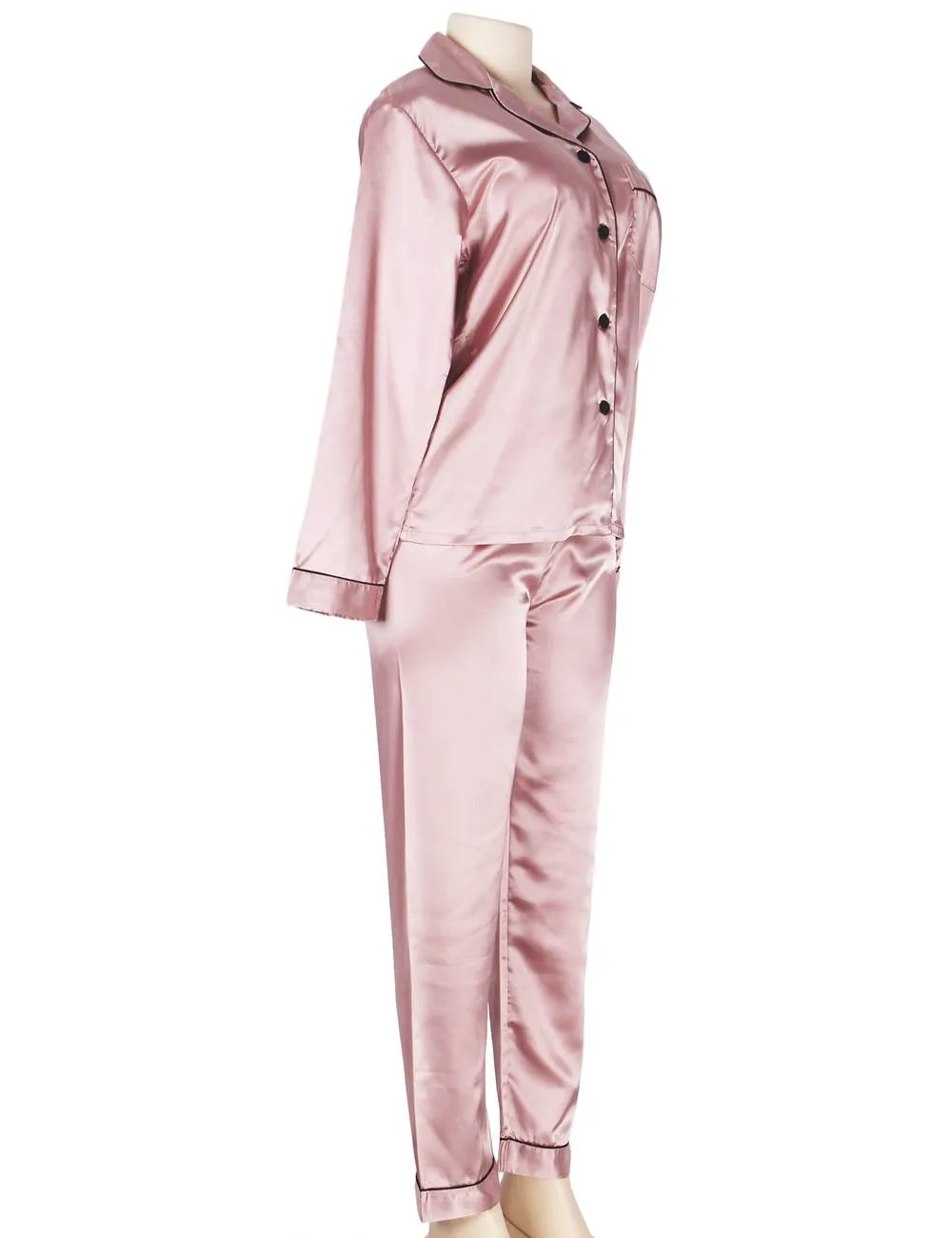 New Long Sleeve Silk Pajamas Set Two Piece Set