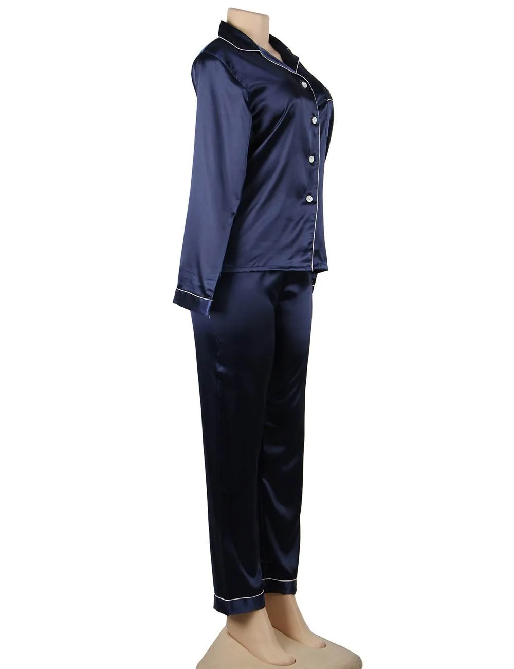 New Long Sleeve Silk Pajamas Set Two Piece Set
