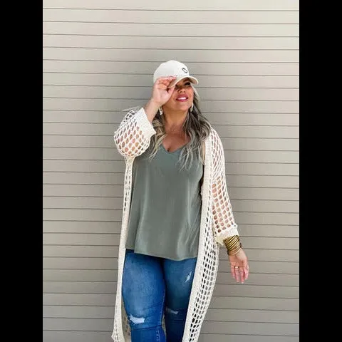 Nori Open Knit Cardigan in Sand