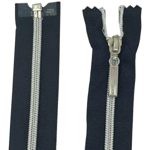 Nylon Open Ended Zip 22" (56cm) With Metal Puller & Silver Effect Teeth