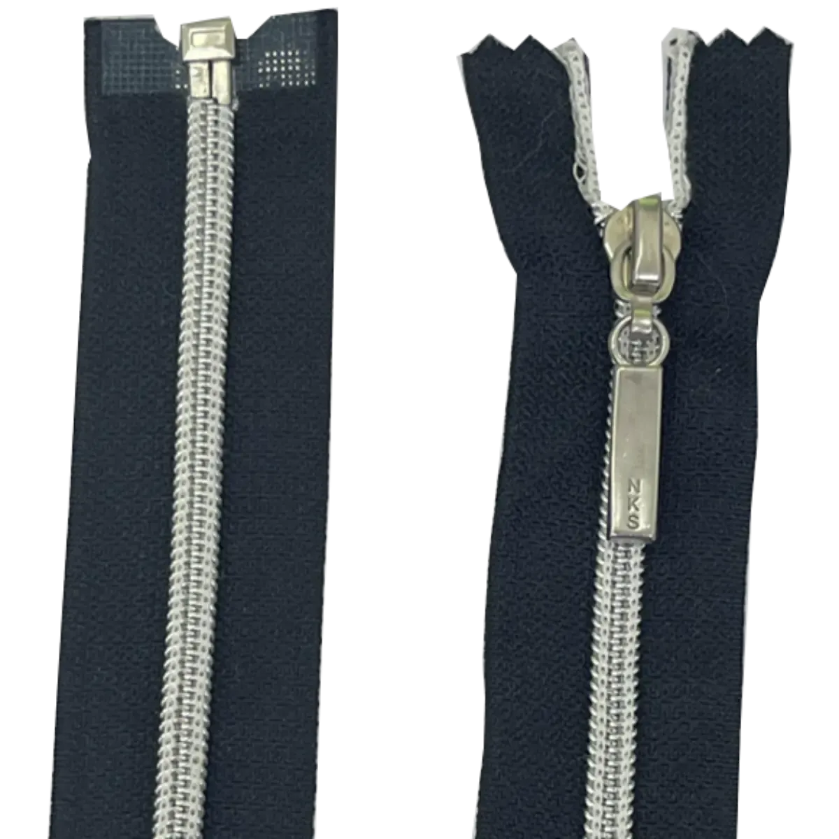 Nylon Open Ended Zip 22" (56cm) With Metal Puller & Silver Effect Teeth
