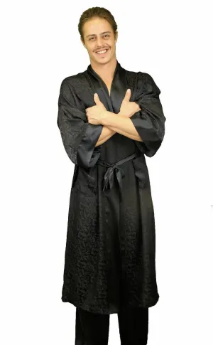 Nyteez Men's 100% Mulberry Silk Bathrobe 48 Inches Long
