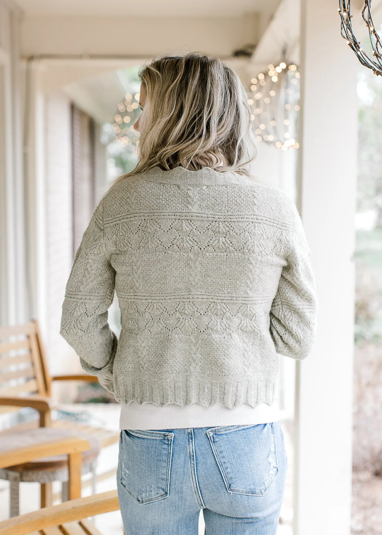 Olive Scallop Button Cardigan