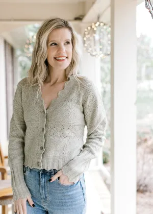 Olive Scallop Button Cardigan