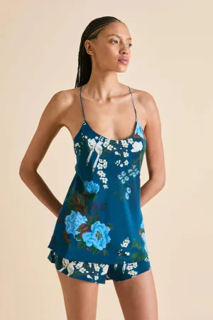 Olivia von Halle Bella Tibatant Blue Floral Camisole Pajama Set