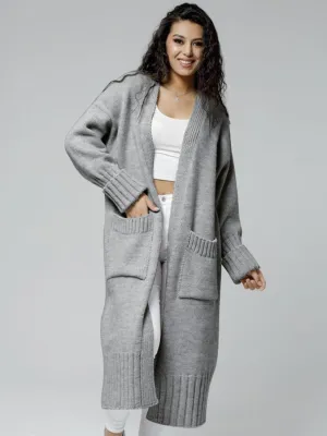 Open Front Dropped Shoulder Cardigan